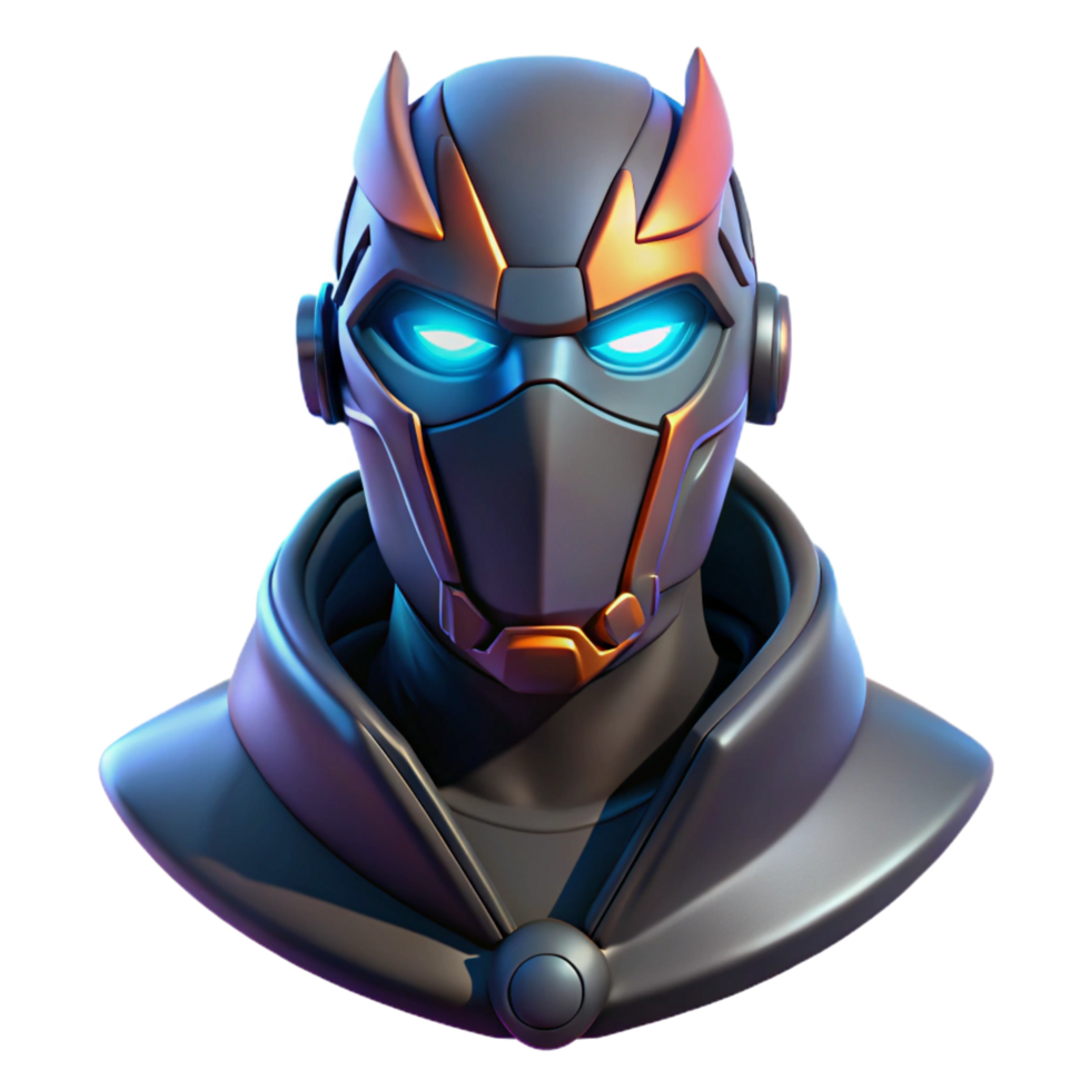 spectacular romantic futuristic Cyberpunk character's mask with glowing LED lights NO BACKGROUND with Transparent Background. precision png