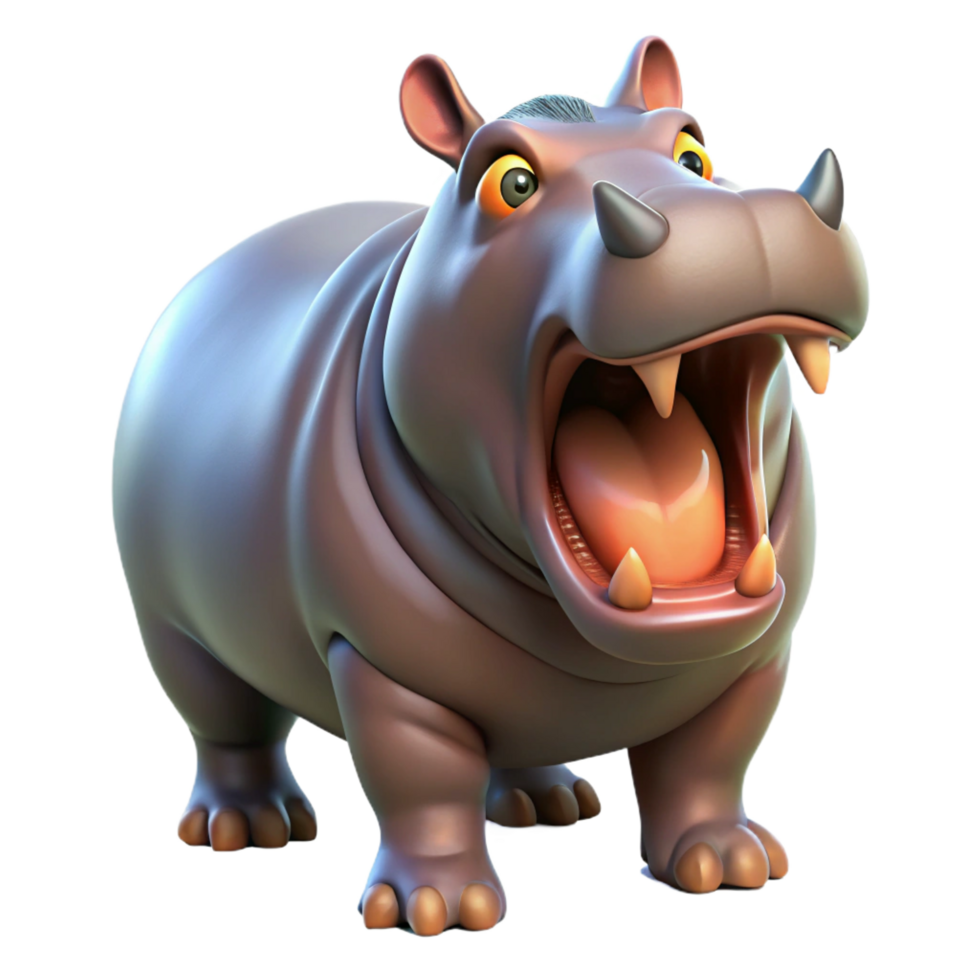 radiant gothic A roaring hippopotamus. NO BACKGROUND with Transparent Background. high resolution png