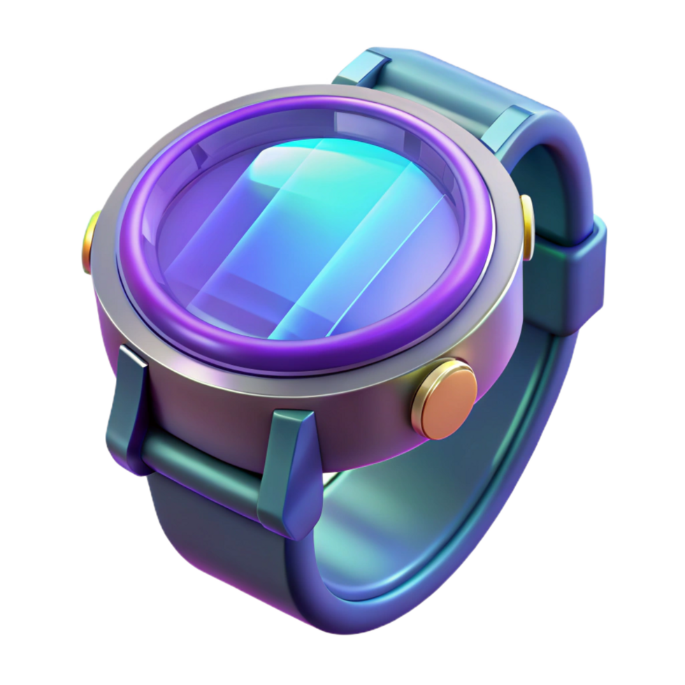 mesmerizing peaceful geometric Futuristic watch with a holographic display. NO BACKGROUND with Transparent Background. detailed png