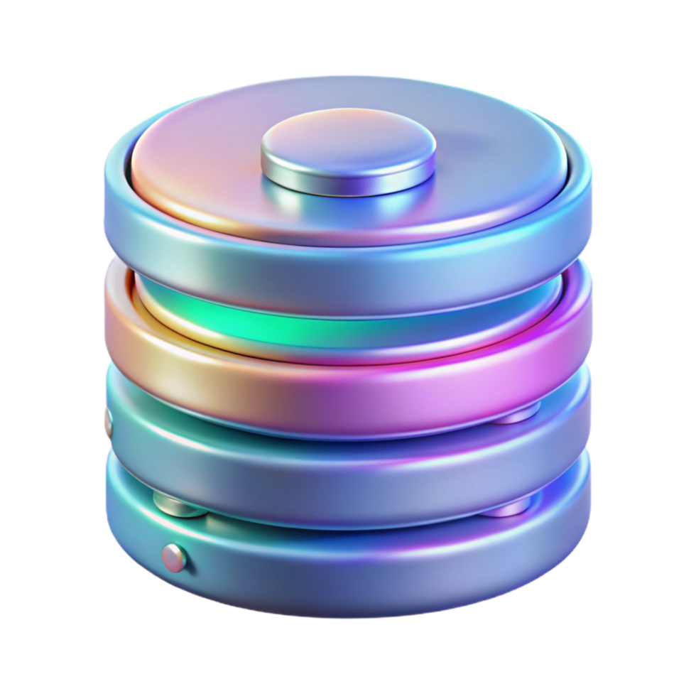 serene abstract Holographic data storage device with spinning discs. NO BACKGROUND with Transparent Background. handcrafted png