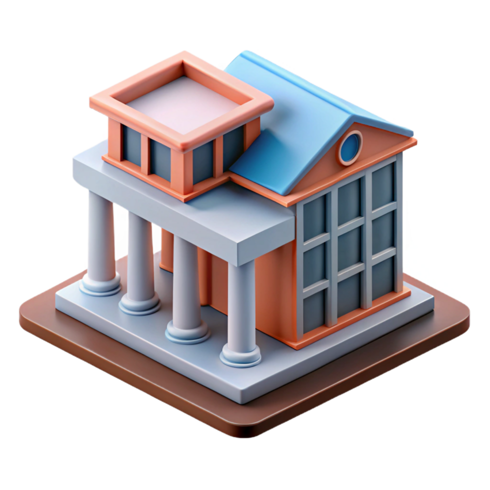 remarkable creative 3D architectural model, scale model, building, NO BACKGROUND with Transparent Background. top-tier png