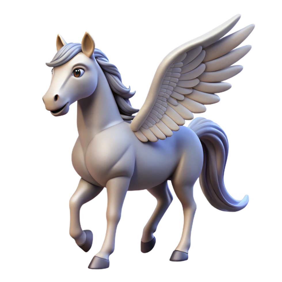 remarkable futuristic Pegasus, winged horse, NO BACKGROUND with Transparent Background. genuine png