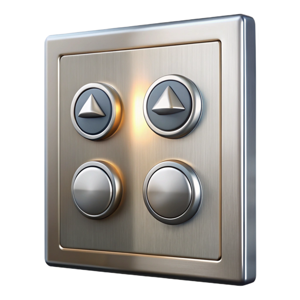 glorious iconic Elevator button panel, stainless steel, NO BACKGROUND with Transparent Background. png