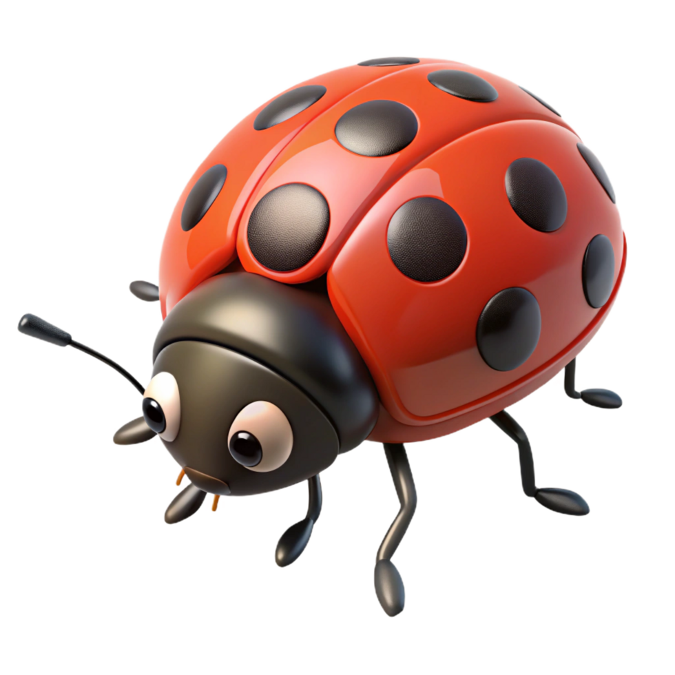 pristine bold surreal A crawling ladybug NO BACKGROUND with Transparent Background. fine detail png