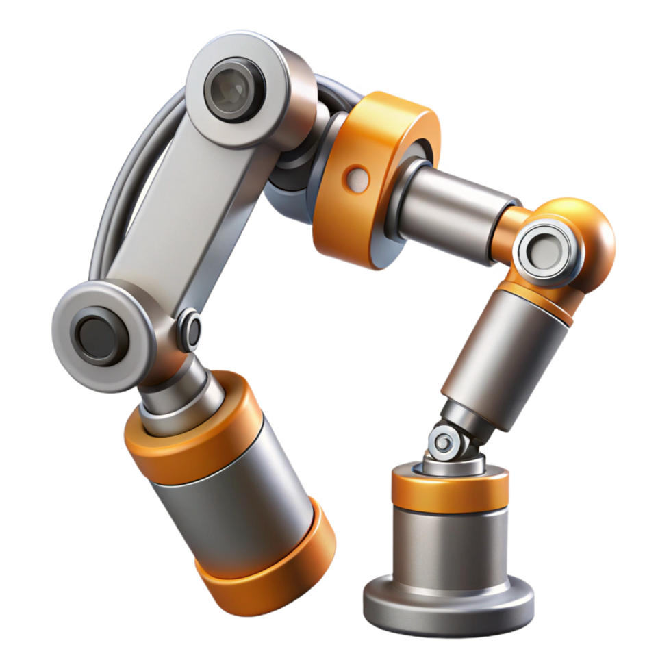 joyful pristine Robotic exoskeleton arm with hydraulic pistons NO BACKGROUND with Transparent Background. premium png