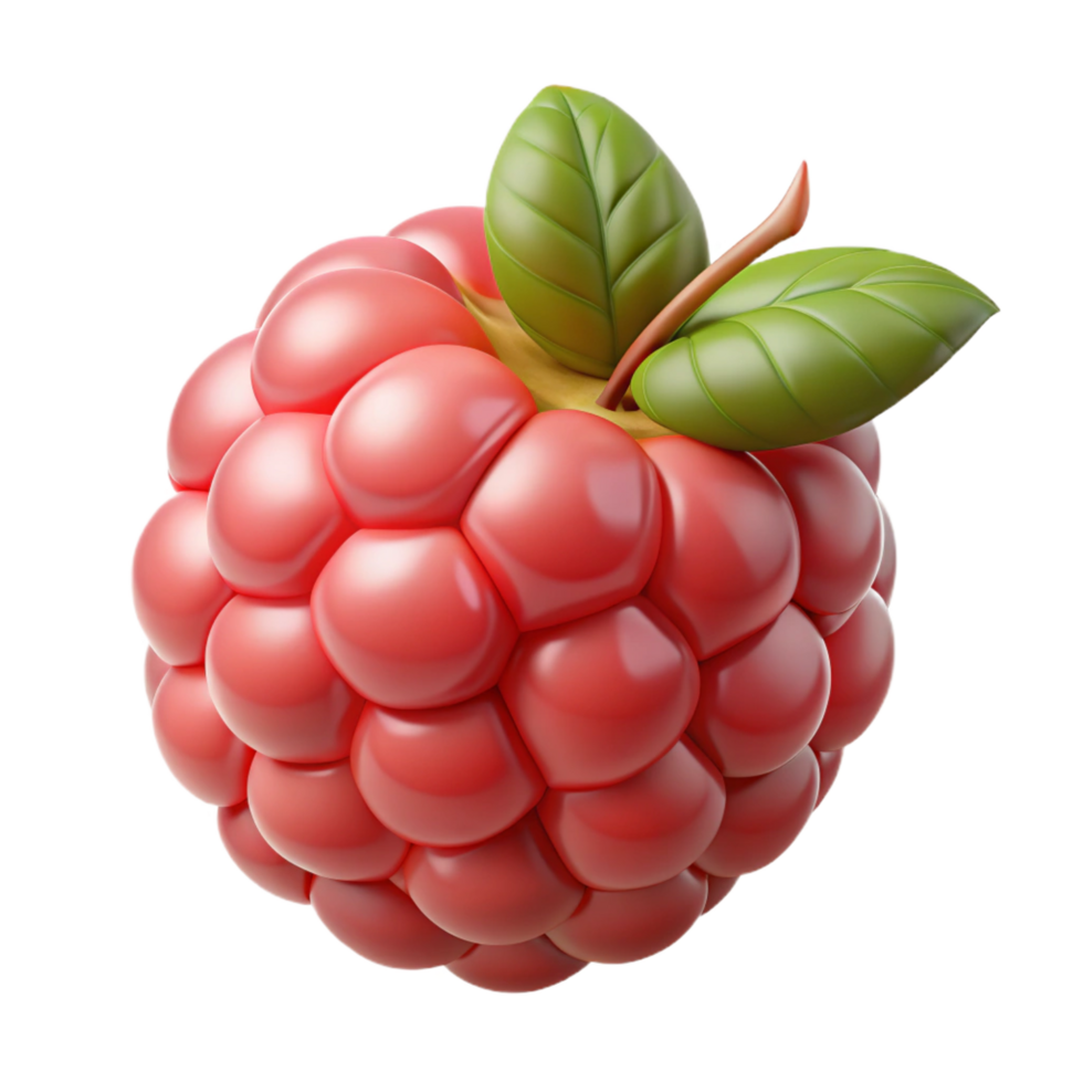 spectacular organic Raspberry with leaves NO BACKGROUND with Transparent Background. fine detail png