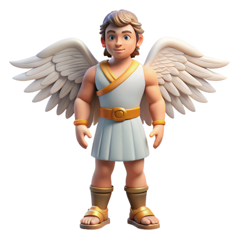 mesmerizing rustic Hermes, Messenger God, winged sandals, NO BACKGROUND with Transparent Background. handcrafted png