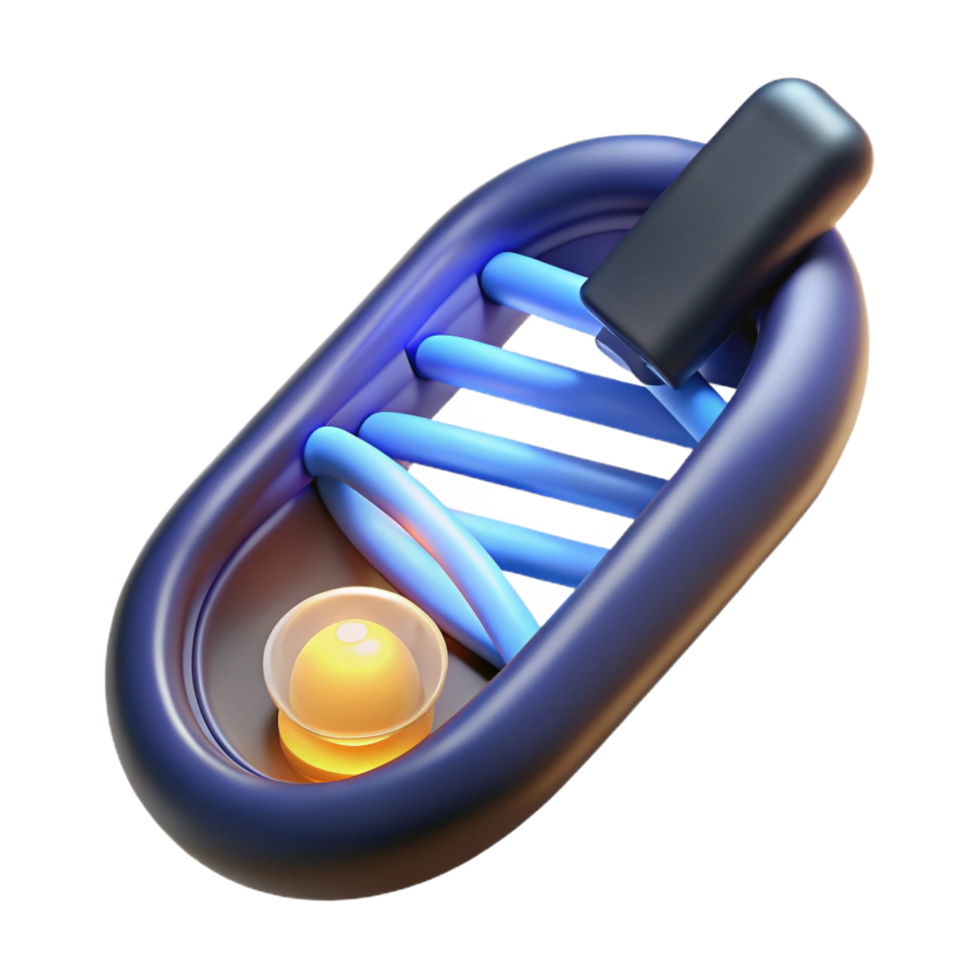 mesmerizing iconic Genetic modification device, handheld, glowing DNA helix, NO BACKGROUND with Transparent Background. png