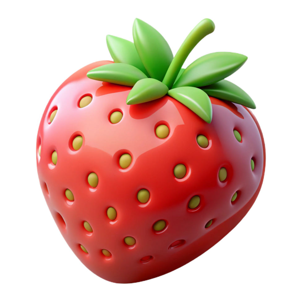 picturesque acclaimed One large, ripe strawberry with green leaves NO BACKGROUND with Transparent Background. png