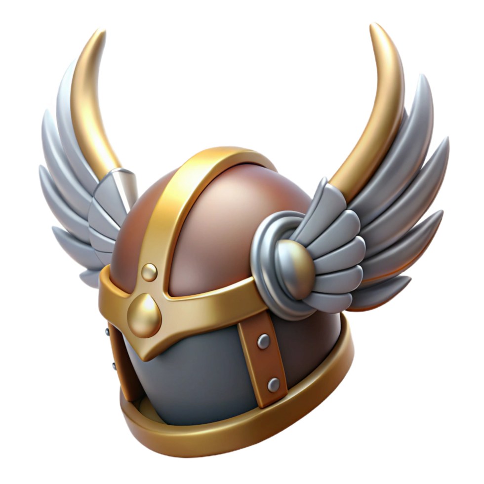 fascinating acclaimed A winged helmet, adorned with feathers and horns. NO BACKGROUND with Transparent Background. png