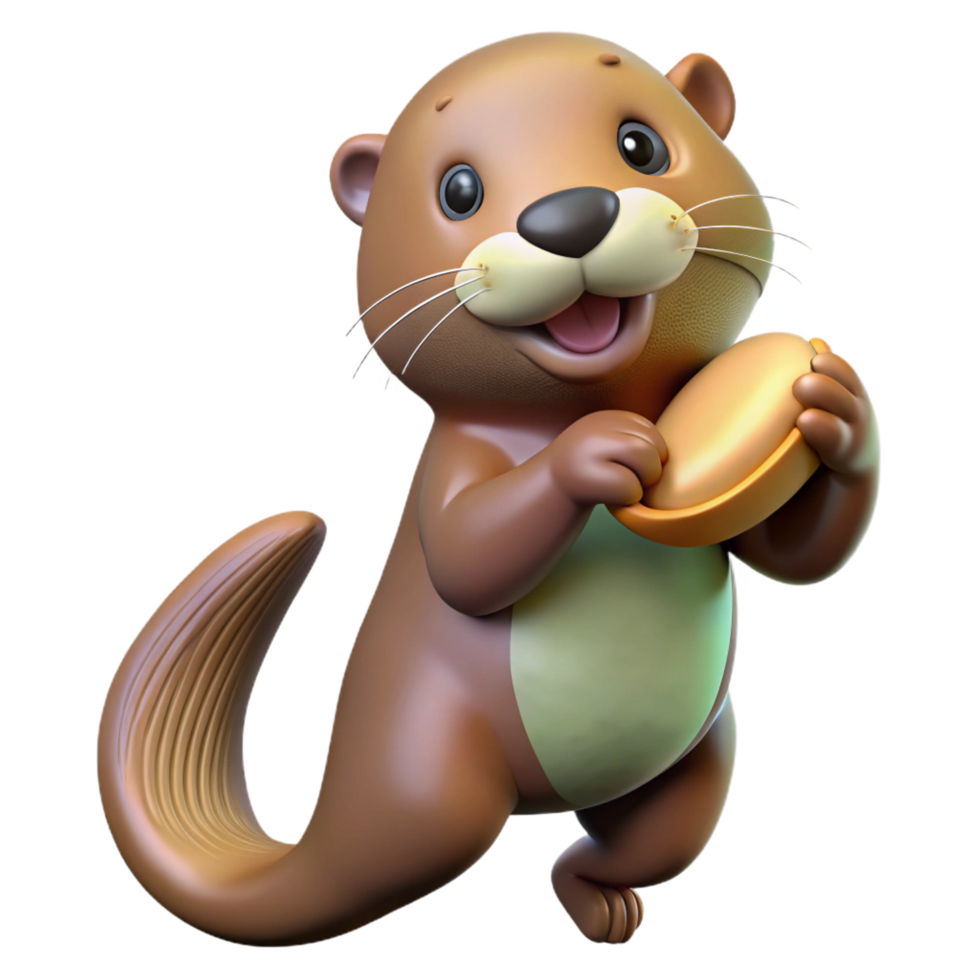 spectacular gothic A playful sea otter holding a shell. NO BACKGROUND with Transparent Background. artisan png