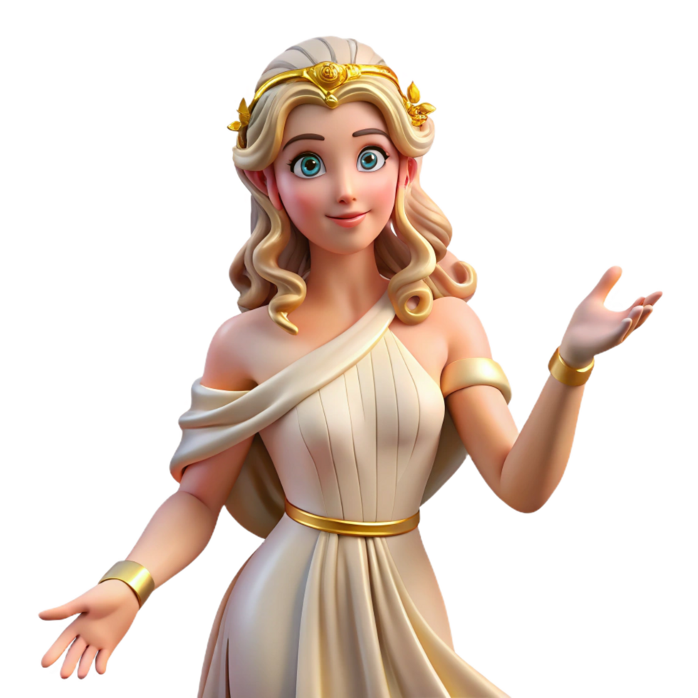 impressive sought-after Aphrodite, Goddess of Love and Beauty, graceful pose, NO BACKGROUND with Transparent Background. png