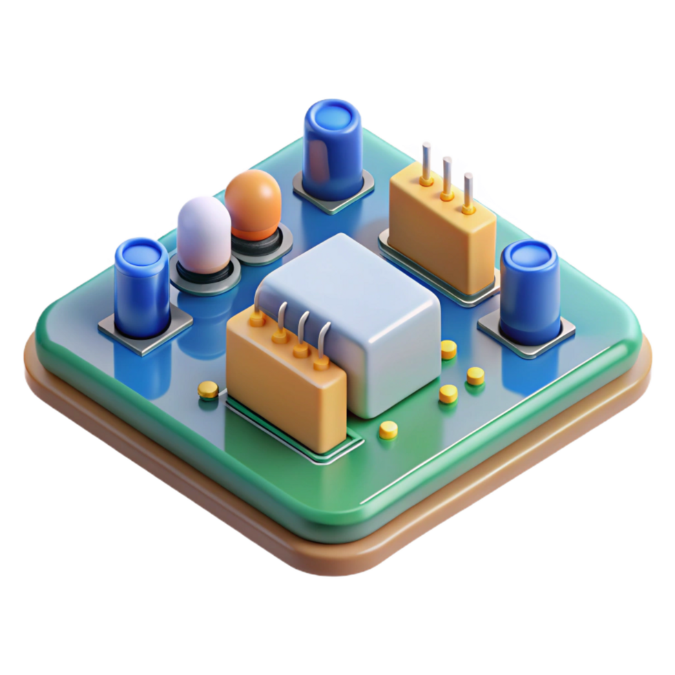 picturesque playful nordic Circuit board, electronic components NO BACKGROUND with Transparent Background. gallery standard png