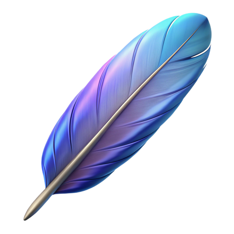 hypnotic reflective geometric A single feather. NO BACKGROUND with Transparent Background. detailed png
