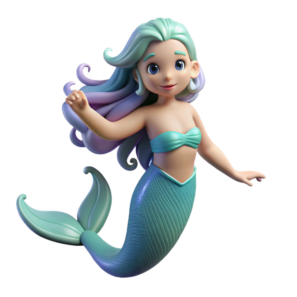 splendid romantic organic A single mermaid with flowing hair NO BACKGROUND with Transparent Background. flawless png