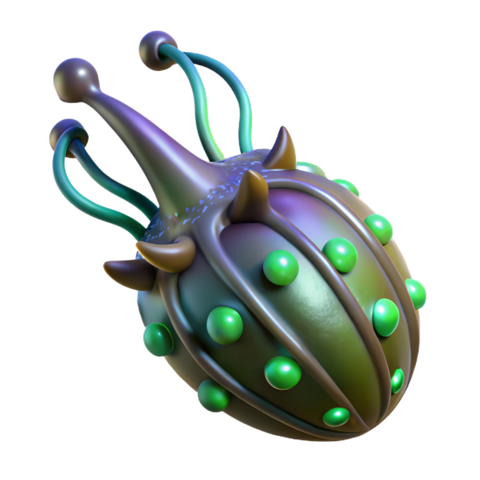 immaculate notable Alien seed pod with bioluminescent markings and tendrils NO BACKGROUND with Transparent Background. png