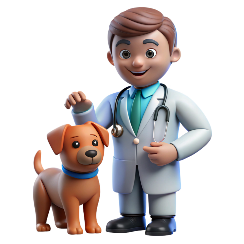 immaculate calm elegant Vet examining a unseen pet, NO BACKGROUND with Transparent Background. authentic png