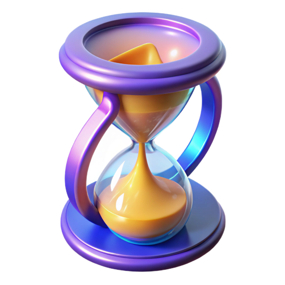 sumptuous nordic A magical hourglass with swirling, glowing sand. NO BACKGROUND with Transparent Background. impeccable png