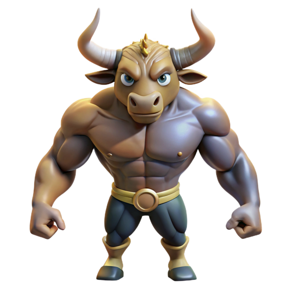 fascinating art deco Minotaur, half bull half man creature NO BACKGROUND with Transparent Background. impeccable png
