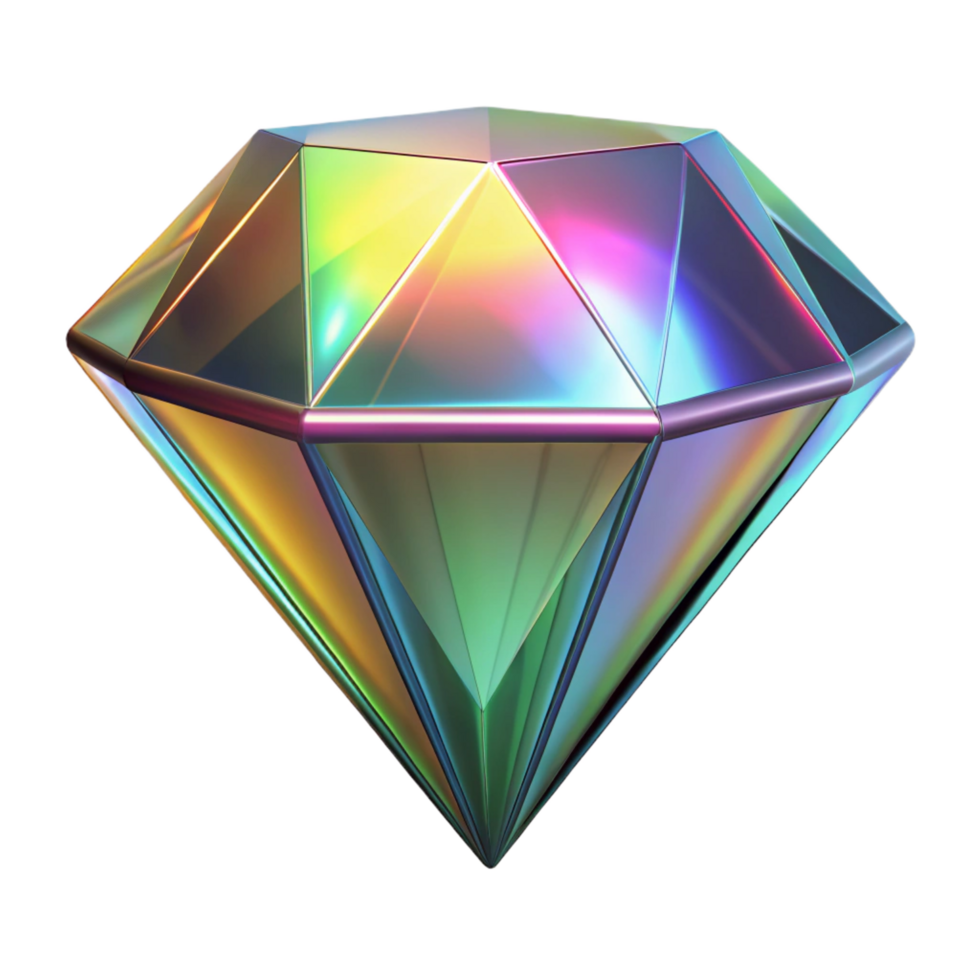 gorgeous classic A levitating, faceted diamond with rainbow refractions. NO BACKGROUND with Transparent Background. crisp png
