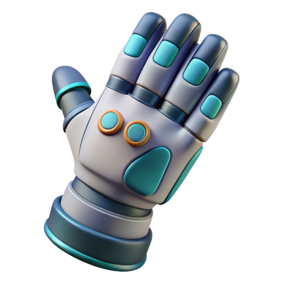 notable avant-garde Futuristic spacesuit glove with articulated fingers NO BACKGROUND with Transparent Background. precision png
