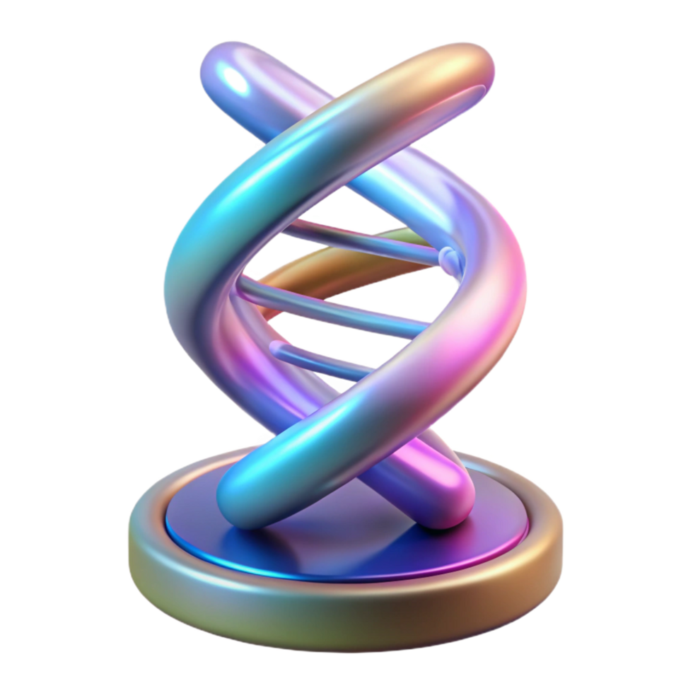 signature retro Advanced holographic display showing a rotating DNA helix NO BACKGROUND with Transparent Background. artisan png