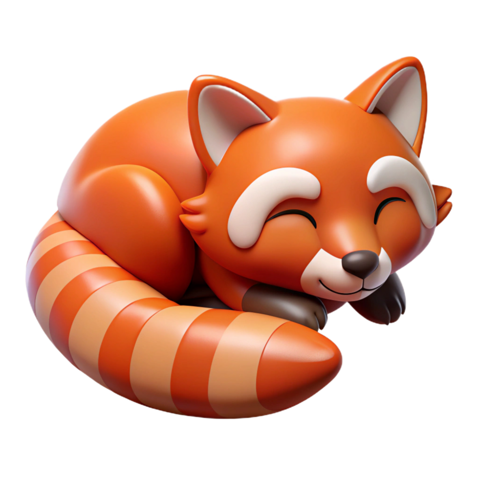 melancholic extraordinary A sleeping red panda. NO BACKGROUND with Transparent Background. artisan png