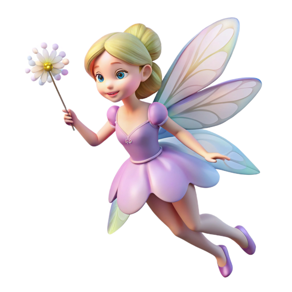 impressive coveted A delicate fairy, iridescent wings, holding a dandelion seed. NO BACKGROUND with Transparent Background. png