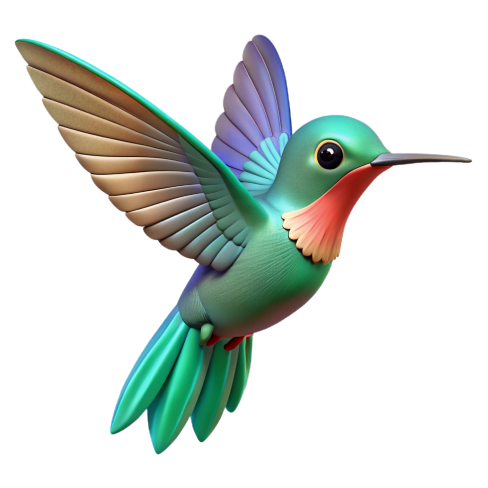 nostalgic serene One hummingbird in mid-flight NO BACKGROUND with Transparent Background. ultra HD png