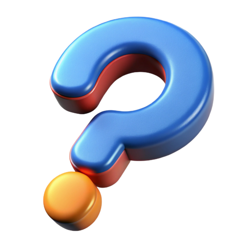 spectacular harmonious modern A stylized question mark. NO BACKGROUND with Transparent Background. refined png