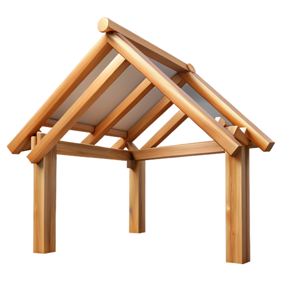 spectacular playful rustic Wooden roof truss NO BACKGROUND with Transparent Background. original png