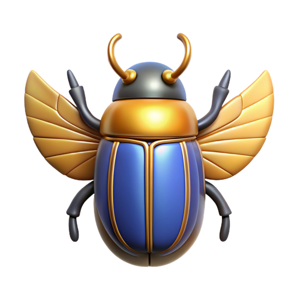 magnificent exceptional Scarab beetle, Egyptian symbol of rebirth, sacred insect, NO BACKGROUND with Transparent Background. png