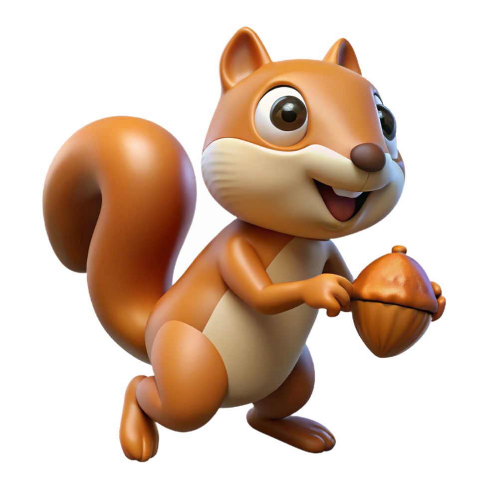impressive nordic A scurrying squirrel holding a nut. NO BACKGROUND with Transparent Background. high resolution png