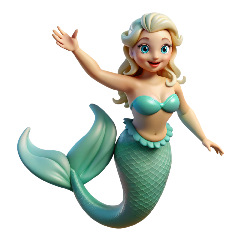 iconic contemporary Siren, enchanting sea nymph, NO BACKGROUND with Transparent Background. refined png