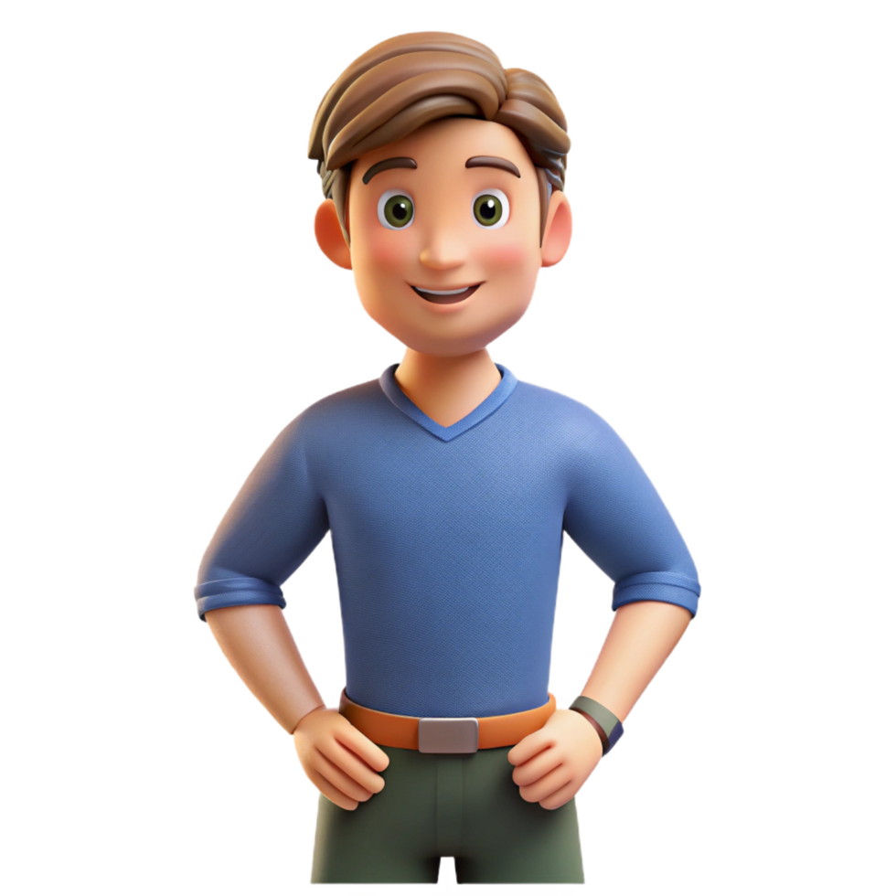 striking joyful rustic Confident young man in casual wear, NO BACKGROUND with Transparent Background. high quality png