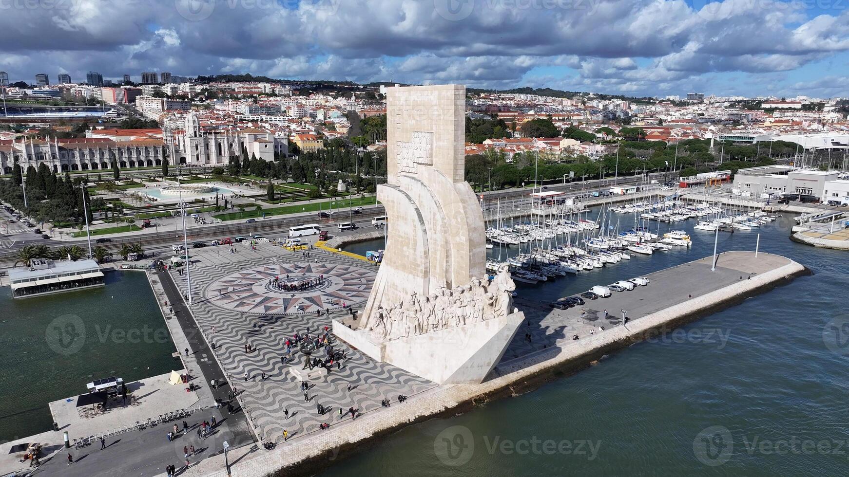 Aerial View of Discoveries Monument in Lisbon Lisbon District in Portugal.. Destinations Belem. photo