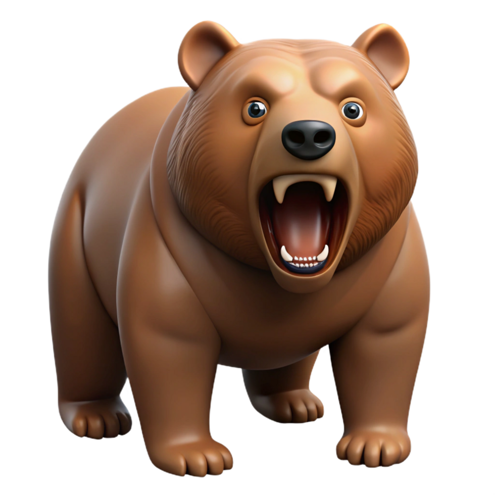 vibrant calm minimalist A growling grizzly bear NO BACKGROUND with Transparent Background. top-tier png