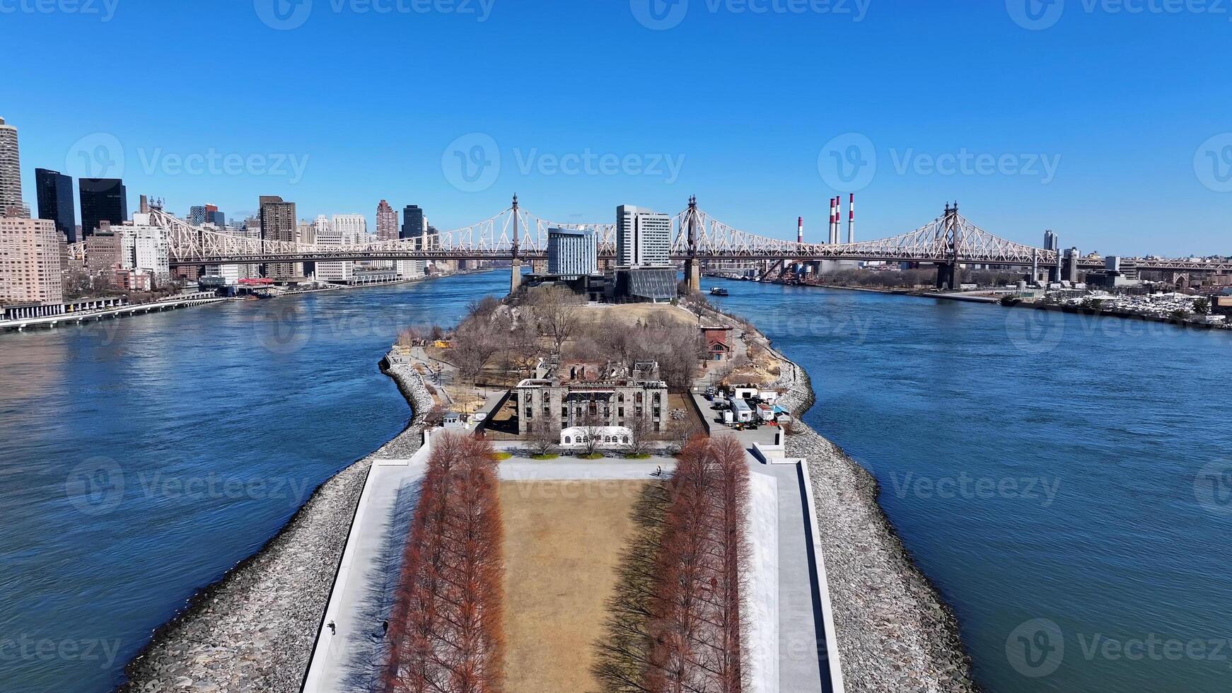 Aerial View of Roosevelt State Park at Manhattan New York in United States. Landmark Scenery. photo