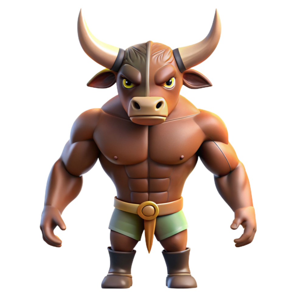 tranquil immaculate Minotaur, half bull half man creature NO BACKGROUND with Transparent Background. artisan png