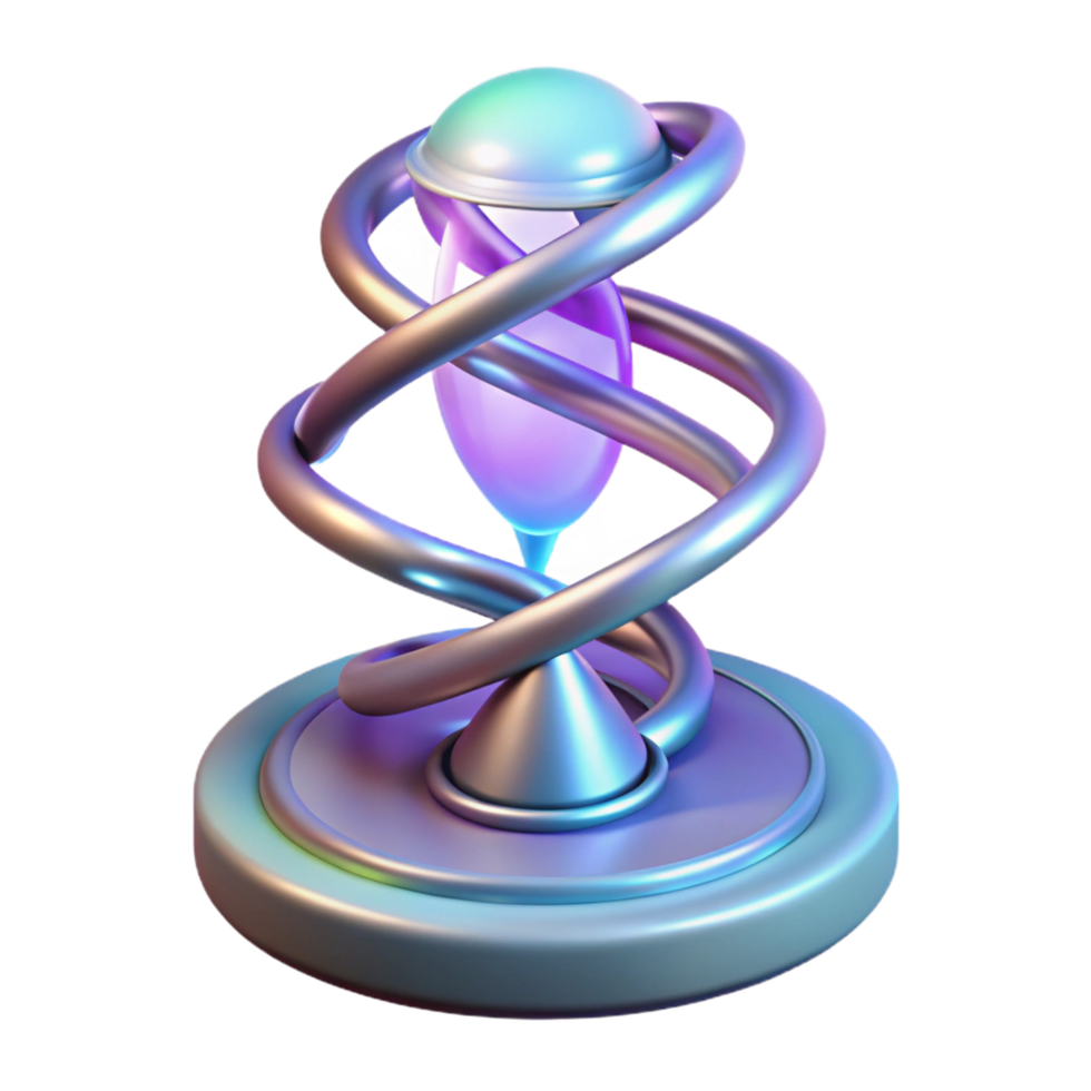 romantic glorious Advanced holographic display showing a rotating DNA helix NO BACKGROUND with Transparent Background. fine detail png