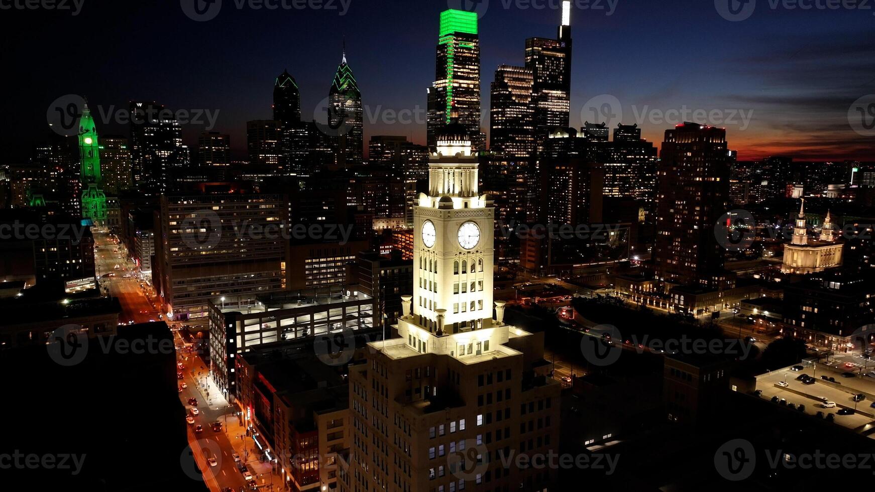 Beautiful Philadelphia Skyline at Philadelphia in Pennsylvania United States.. Cityscape Orange. photo