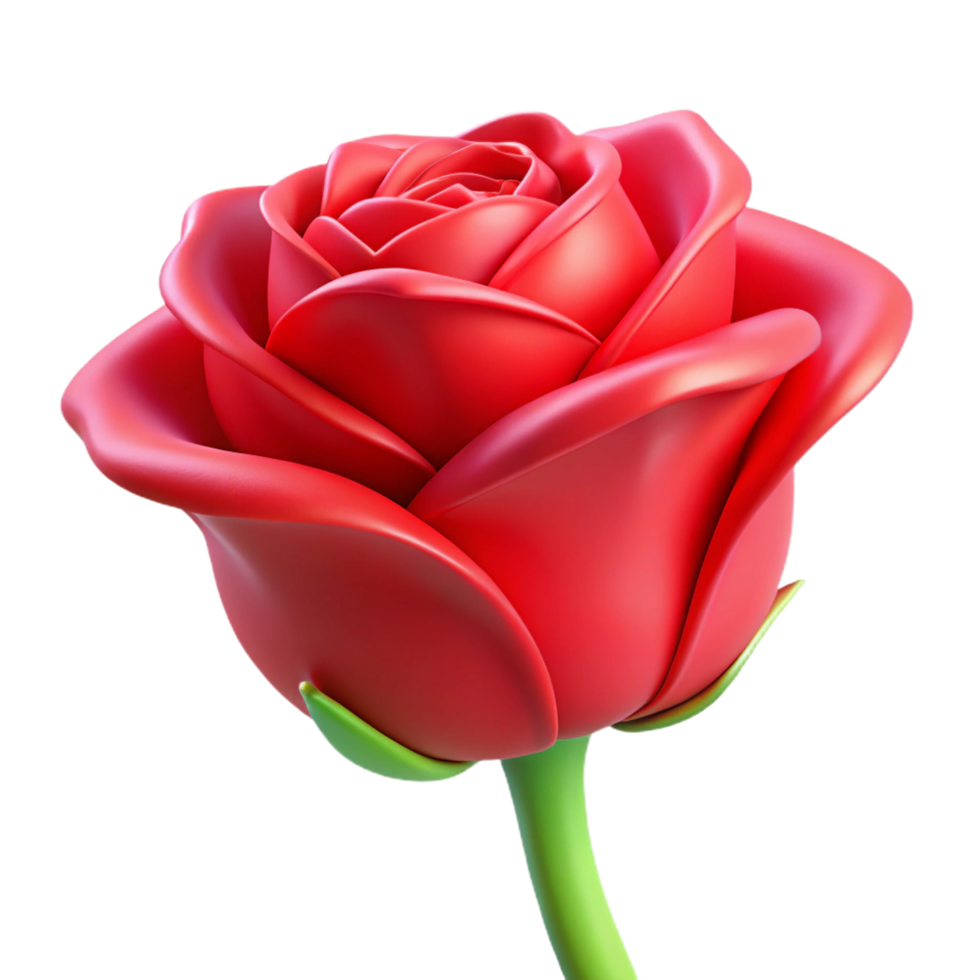 timeless vintage A single, vibrant red rose bud. NO BACKGROUND with Transparent Background. perfect clarity png