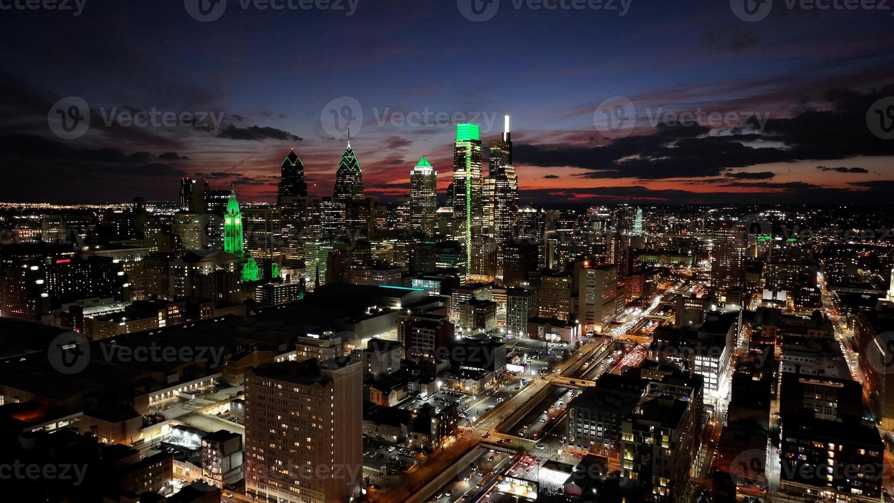 Awesome Downtown Philadelphia in Philadelphia Pennsylvania in United States. Outdoor Clock. photo