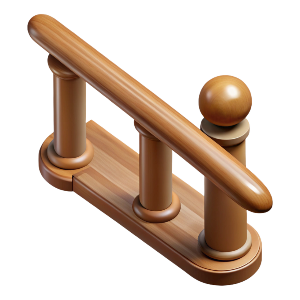 tranquil serene Wooden handrail, polished finish, NO BACKGROUND with Transparent Background. genuine png