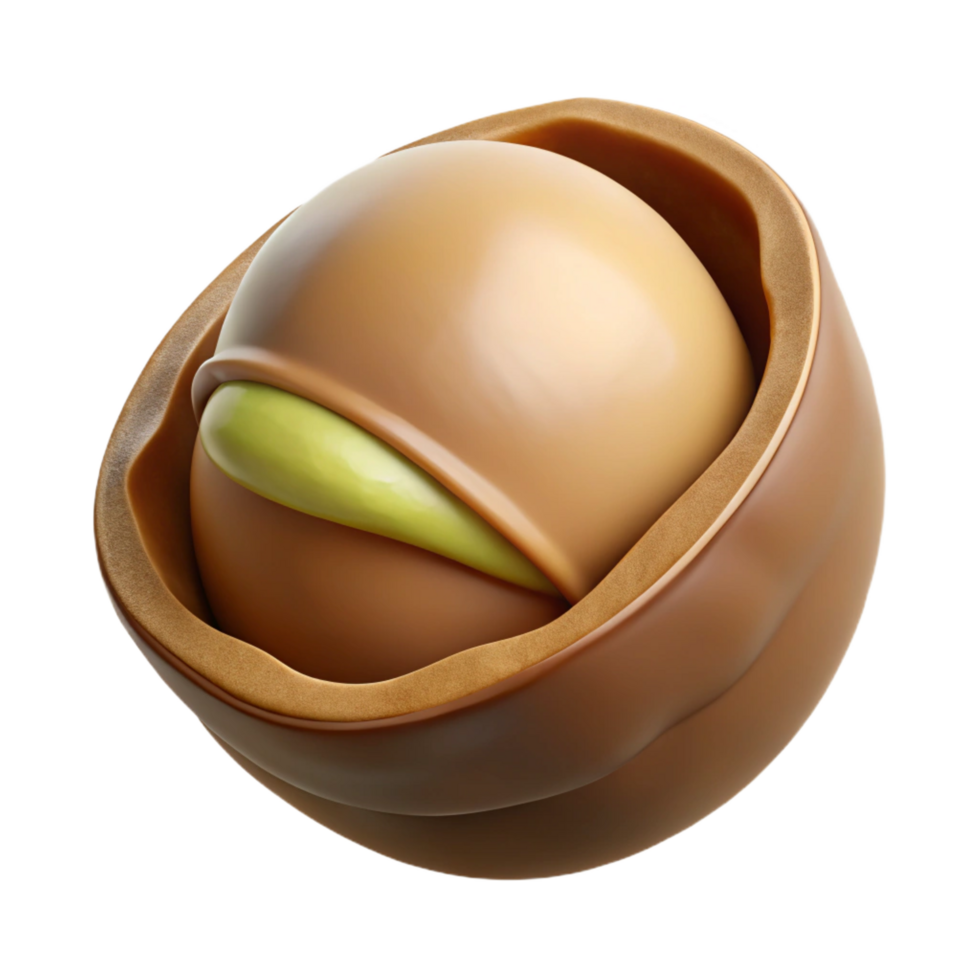 melancholic magnificent Macadamia nut in shell NO BACKGROUND with Transparent Background. original png