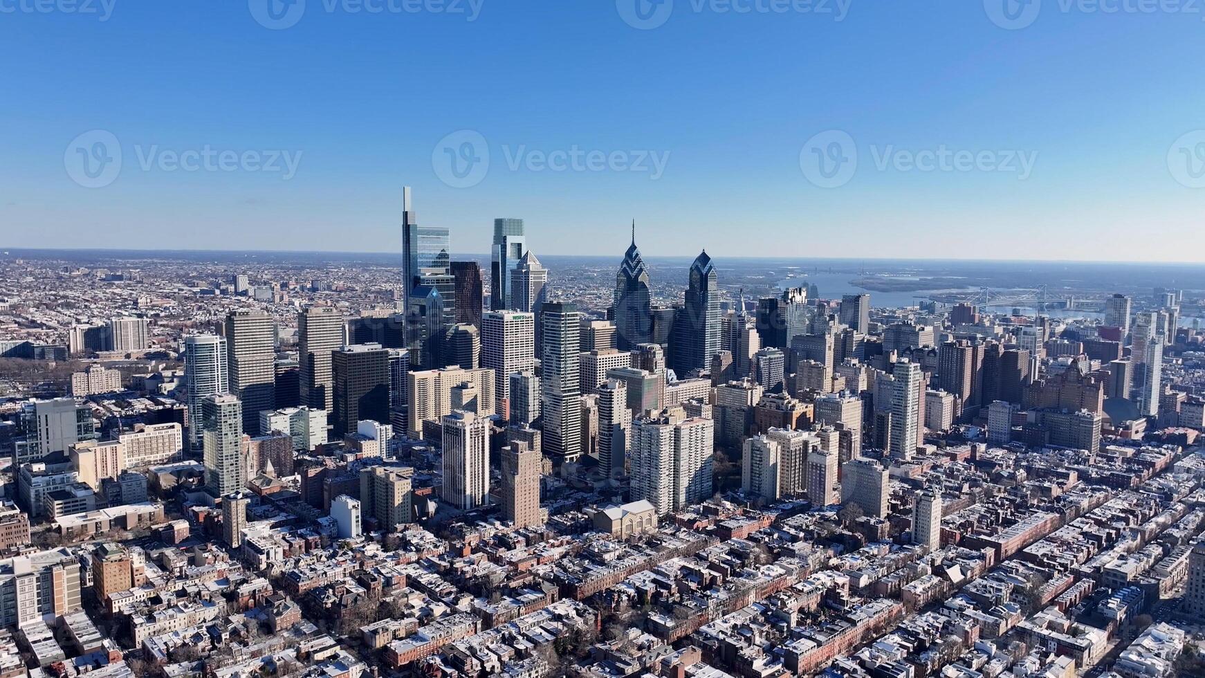 Outdoor Downtown Philadelphia at Philadelphia in Pennsylvania United States.. Aerial Landscape Buildings. photo