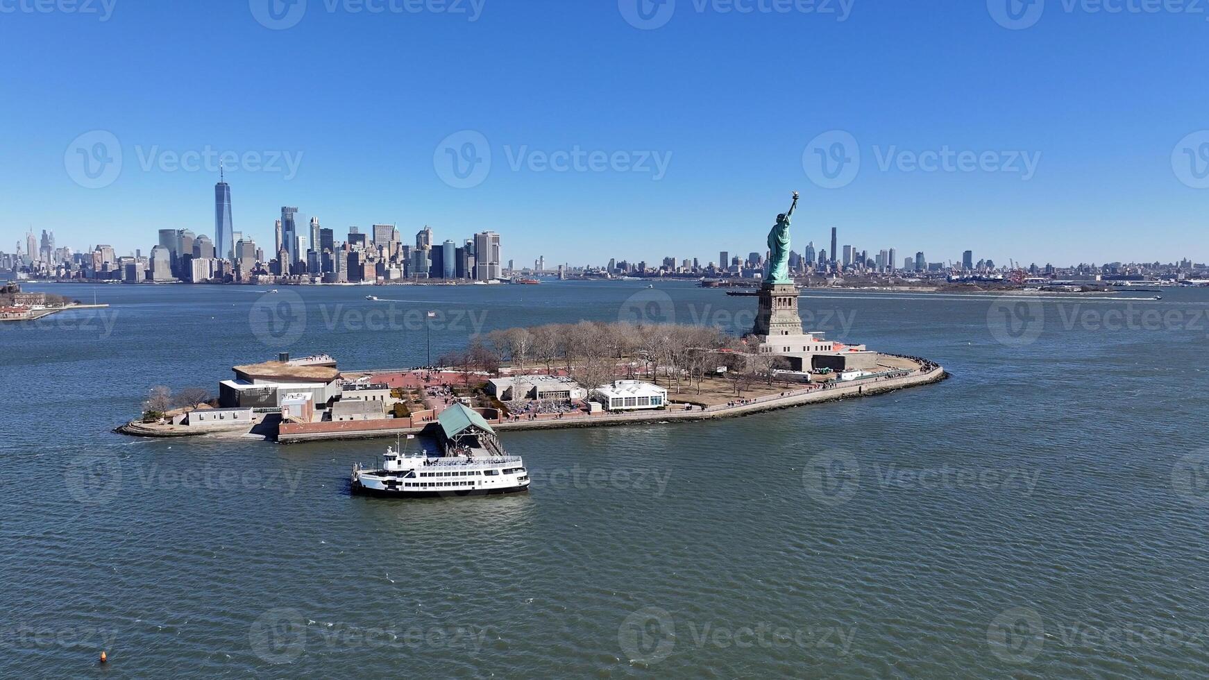 Outside Statue of Liberty in Manhattan New York United States. Outdoor Town. photo