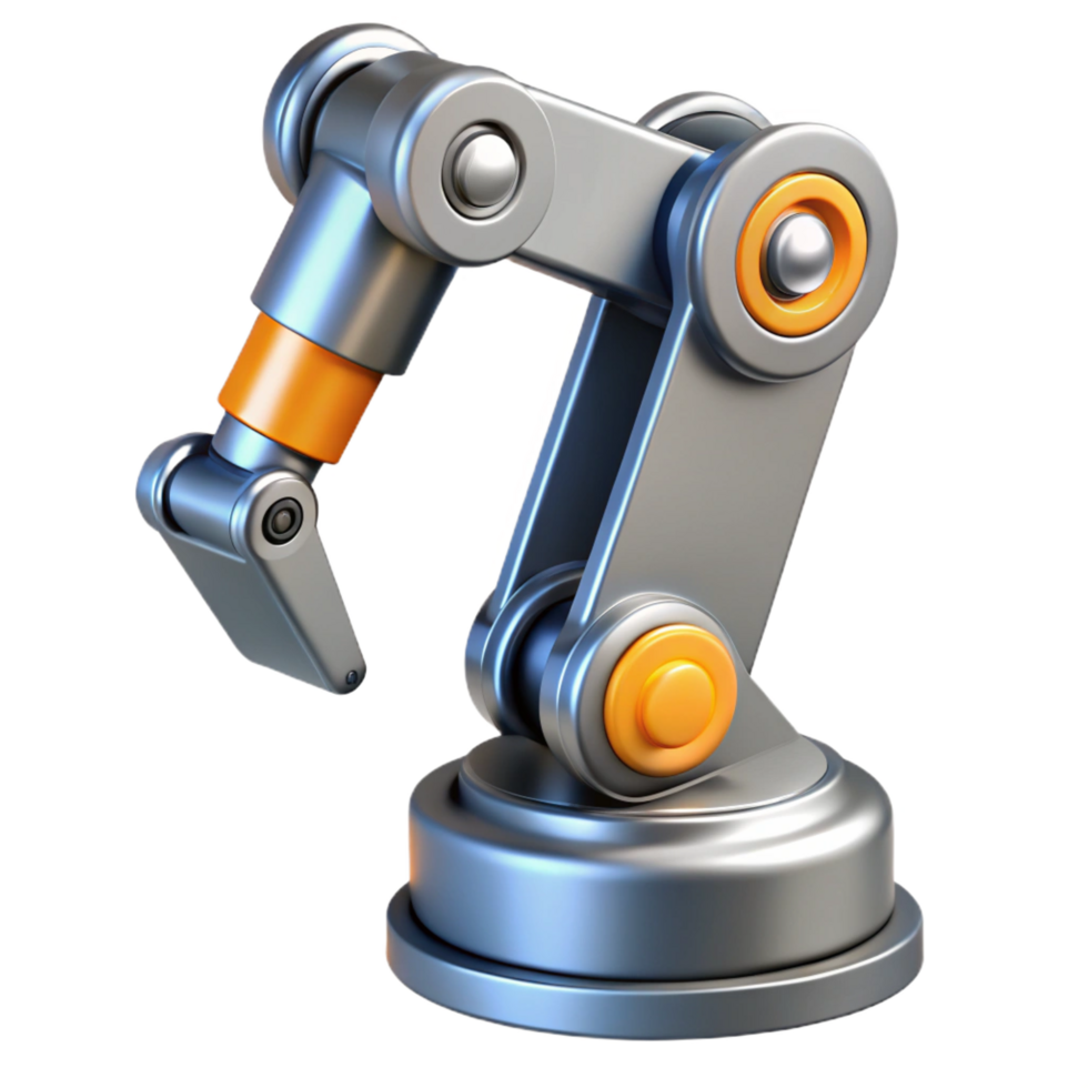 fascinating mysterious artistic Robot arm, industrial, metallic, gripping tool, NO BACKGROUND with Transparent Background. expertly shot png