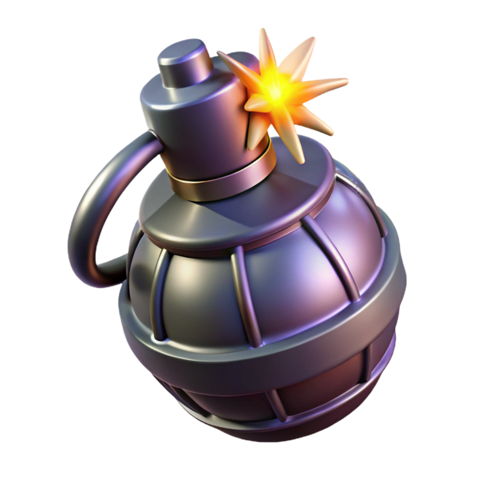 striking exemplary Plasma grenade, glowing, sparking, NO BACKGROUND with Transparent Background. png