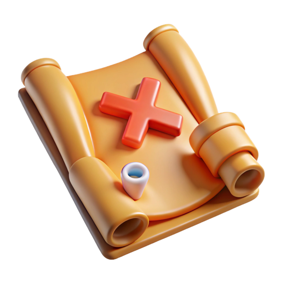 mysterious radiant A stylized treasure map, with a marked X. NO BACKGROUND with Transparent Background. gallery standard png